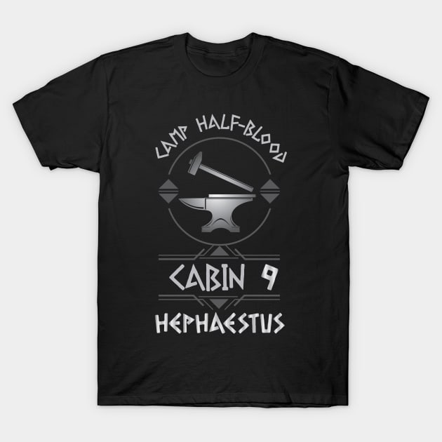 Cabin #9 in Camp Half Blood, Child of Hephaestus – Percy Jackson inspired design T-Shirt by NxtArt